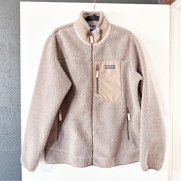 Patagonia Retro X Jacket Classic Furry Taupe Tan Pink Size XL - Picture 3 of 14